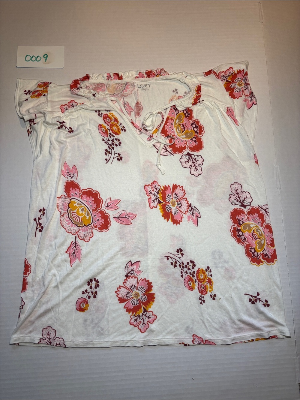LOFT White Floral Off-the-Shoulder Camisole - Pink & Orange Flowers